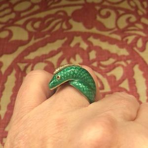 COPY - Green enameled snake ring